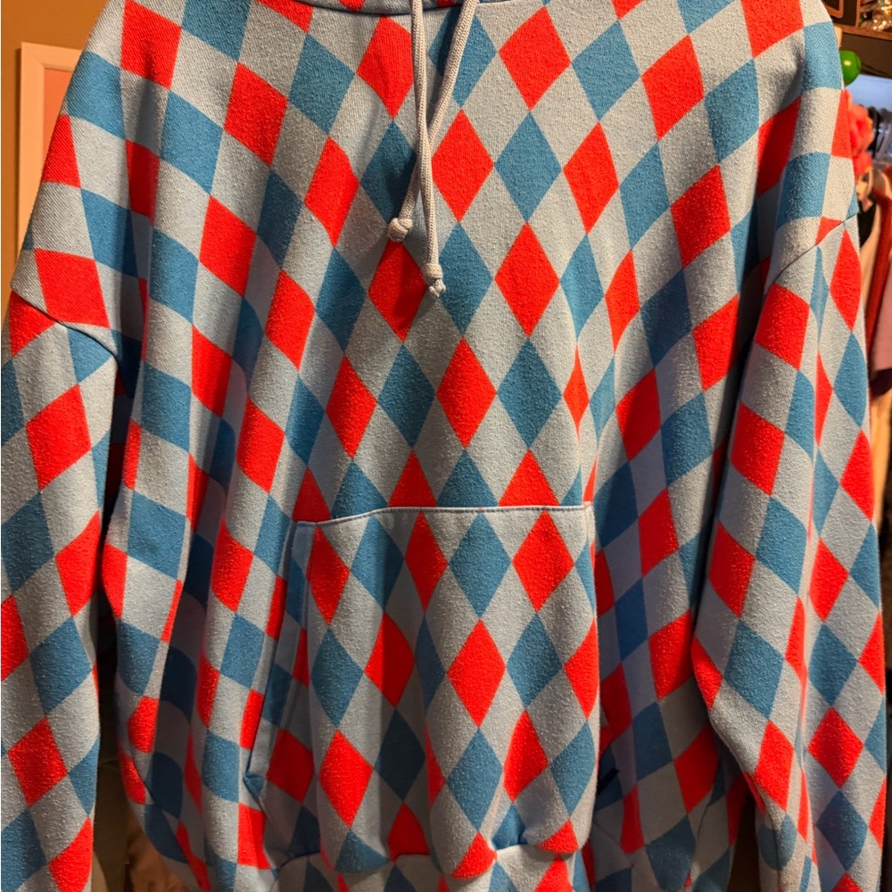 Aviator Nation Red and Blue Argyle Hoodie
